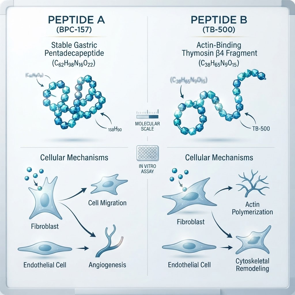 BPC-157 and TB-500 comparative cellular signaling research