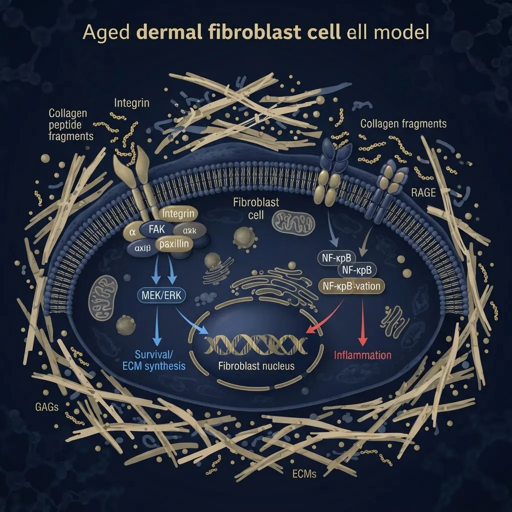 Collagen fragment signaling in aged connective tissue models