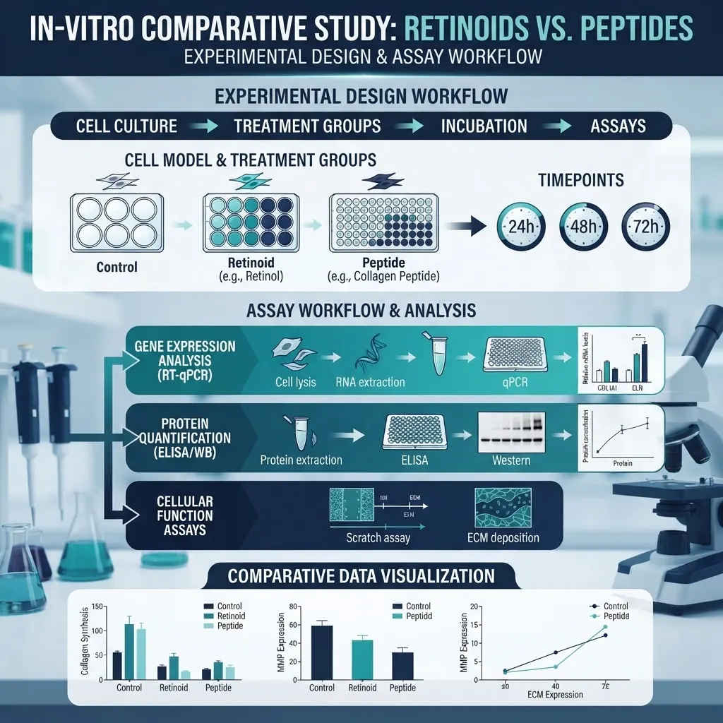 Comparative in-vitro study design for retinoid and peptide research