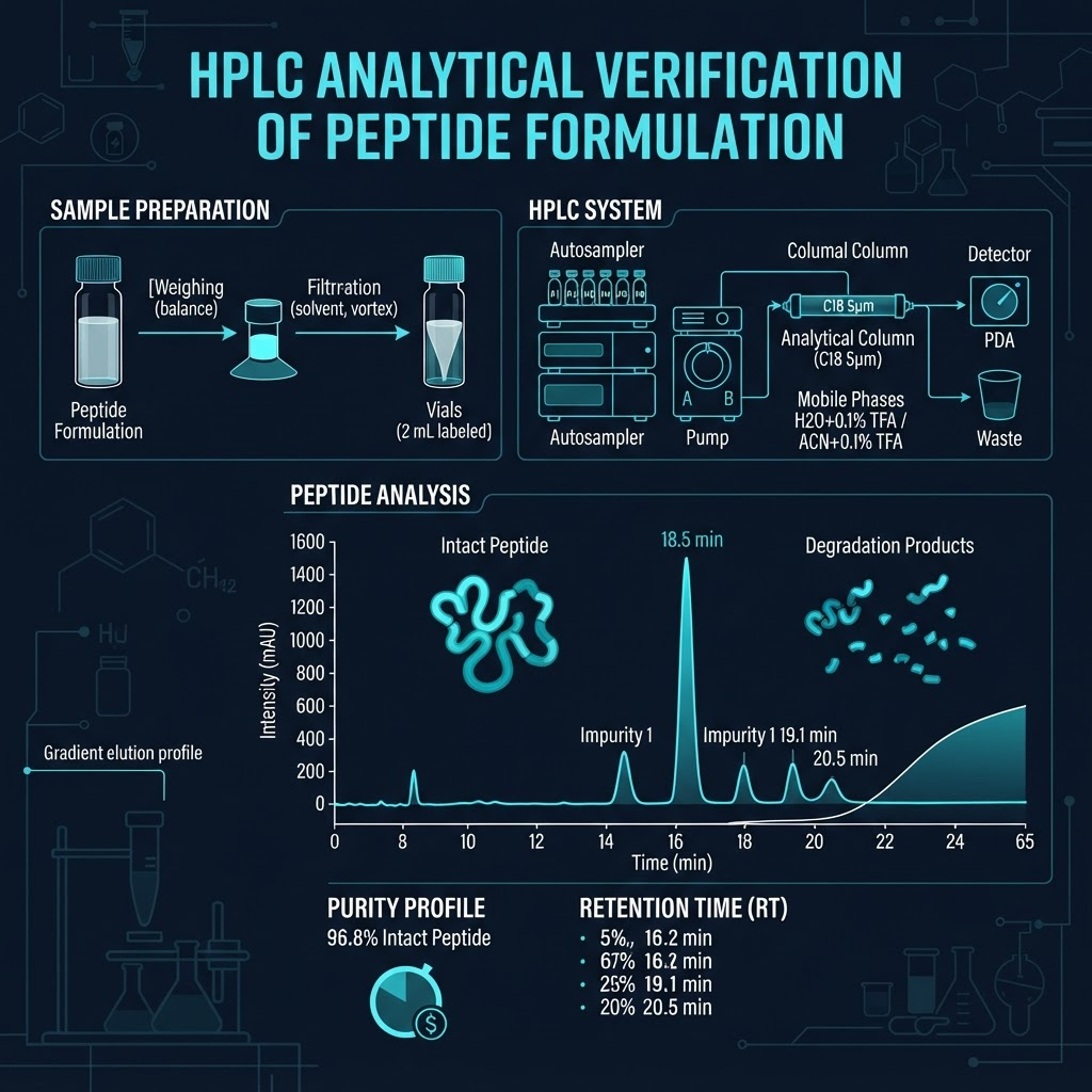 HPLC analytical verification for topical peptide formulations