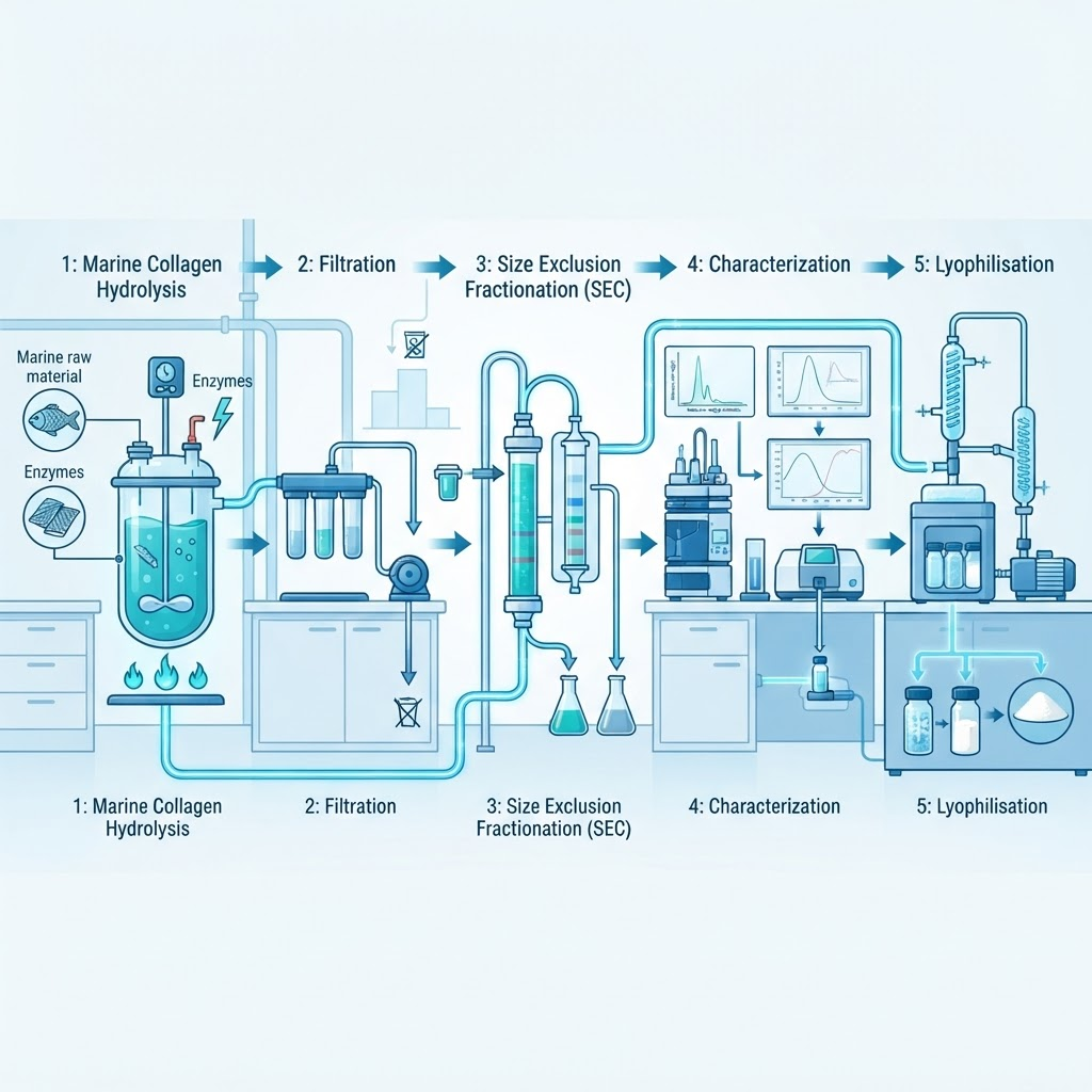 Marine collagen fractionation workflow for research-grade peptides