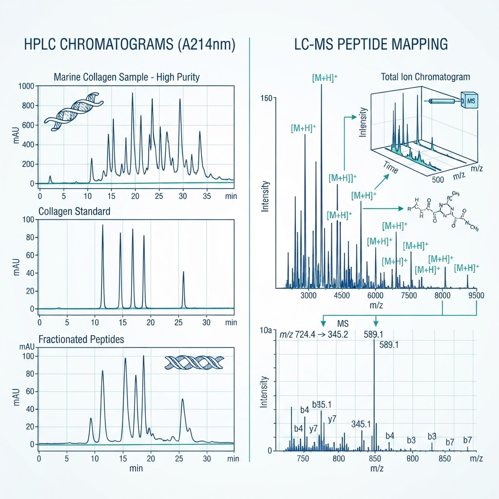 HPLC analysis of marine collagen peptide fractions
