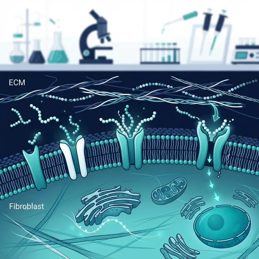 Peptide receptor binding in dermal fibroblast in-vitro research